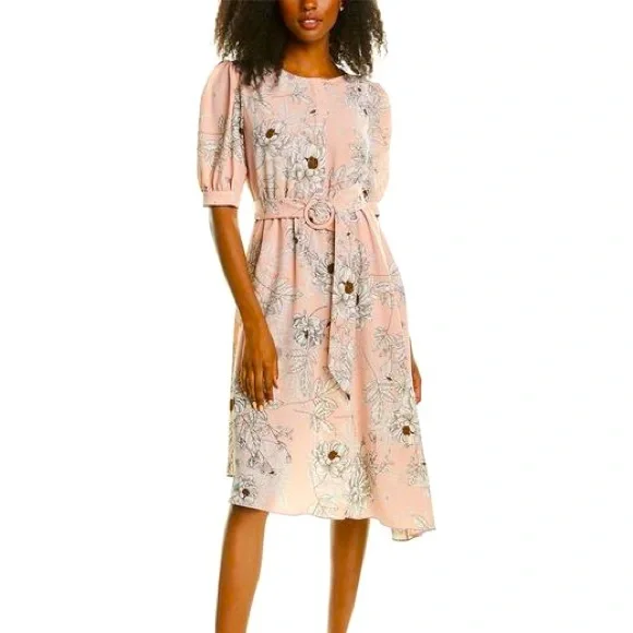 karl lagerfeld pink floral dress NWT Karl Lagerfeld Womens Size 6 Pink Floral Fit & Flare Tiered Floral Dress NEW